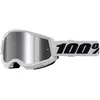 Image de 100%, Unisexe, Lunettes de sport, STRATA 2 Goggle White - Mirror Silver Lens (Blanc, Lentille argentée miroir, Argent, Miroir Argent), Blanc, Argent