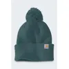 Image de Carhartt, Unisexe, Bonnet, Greenstone Pompom-Mütze mit Umschlag, Vert, (Taille unique)