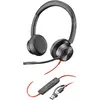Image de HP Poly Blackwire 8225 + adaptateur USB-C/A (Filaire, USB-C, Les équipes Microsoft), Casque micro de bureau, Noir