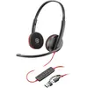 Image de Plantronics Blackwire 3220 + adaptateur USB-C/A (Filaire, USB-C, Skype), Casque micro de bureau, Noir