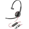 Image de HP Casque monaural Poly Blackwire 3210 USB-C +adaptateur USB-C/A (Filaire, USB-C), Casque micro de bureau, Noir