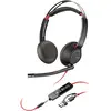 Image de HP Poly Blackwire 5220 + prise 3.5mm + adaptateur USB-C/A (Filaire, USB-C), Casque micro de bureau, Noir