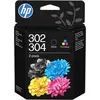 Image de HP, Cartouche d'impression, Hewlett-Packard 302/304 Tri-color/Black Ink Crtg 2-Pk, 302/304