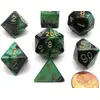 Image de 7 dés pour JDR Chessex - Gémini - Noir-vert et or