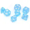 Image de 7 dés pour JDR Chessex - Gémini - Bleu caraïbe et blanc