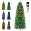 Image de CostwaySapin de Noël Artificiel 225cm avec 280 LED et 948 Pointes Sapin Décoratif en Crayon au Montage Facile avec Support Stable Fêtes