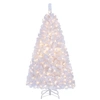 Image de CostwaySapin de Noël Artificiel Blanc Pré-Éclairé à Feuilles en PVC 150cm Arbre de Noël avec 160 Lumières LED 474 Pointes de Branches