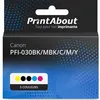 Image de Marque propre PrintAbout Cartouche d'encre PFI-030BK/MBK/C/M/Y 5 couleurs Multipack Convient pour Canon