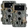 Image de 2 Pièces Caméra de Chasse 48MP 1296P avec Vision Nocturne 120° Grand Angle, 0,1sec Vitesse de Détection IP66 Étanche pour Observation de la Faune