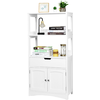 Image de CostwayArmoire de Salle de Bain avec 2 Portes 1 Tiroir 3 Etagères Ouvertes Capacité 70 Kg en Mdf 32,5x60x122cm Blanc