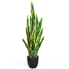 Image de CostwayPlante Artificielle 90 cm en Pot 20 Feuilles Sansevieria Trifasciata Déco d'Intérieur en PEVA Ciment PP Vert + Jaune