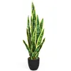 Image de plante artificielle déco giantex,90 CM vert, interieur sansevieria trifasciata avec pot et 20 feuilles arbre/ fleur extérieur