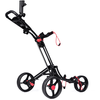 Image de CostwayChariot de Golf 3 Roues Pliable avec Porte-parapluie et Porte-tee Frein Au Pied et Poign ©e Rembourr ©e en Aluminium Noir