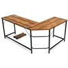 Image de bureau informatique d’angle giantex marron 168 x 125 x 74cm en bois et métal pour maison,bureau