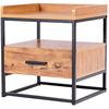 Image de CostwayTable de Chevet à 2 Etagères Table D’appoint pour Canapé avec 1 Tiroir de Rangement en Mdf et Fer 45x40x49cm Brun