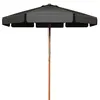 Image de parasol inclinable gris Ø300cm avec manivelle anti-UV, protection solaire toile polyester imperméable pour jardin, terrasse, balcon