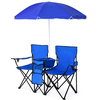 Image de CostwayChaise de Camping Pliante 2 Places avec Poche Isotherme Porte-gobelet Parasol Accoudoirs Portable 113 KG