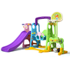 Image de CostwayToboggan pour Enfants Aire de Jeux 6 en 1 Balançoire Portique Panier de Basketball Escalade But de Football
