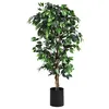 Image de Arbre Artificiel GIANTEX 180 CM Grand Ficus avec Cannes pour Décoration Intérieur / Extérieur 1008 Feuilles