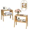 Image de Giantex Lot de 2 Table de Chevet, avec Compartiment de Rangement Ouvert, Matériau Non-Toxique, Design Compact et Pratique, Facile à Assembler, Chambre etc.