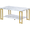Image de CostwayTable Basse 2   tages Imprim ©e Marbre Design Moderne Bout de Canap © 100x49,5x45cm