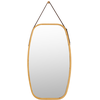 Image de CostwayMiroir Mural Suspendu avec Cadre en Bambou et Sangle en Cuir Réglable Coin Arrondi 77 x 44 x 1,5cm