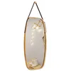 Image de Giantex Miroir Mural Suspendu, Miroir de Salle de Bains, avec Cadre en Bambou et Sangle en Cuir Réglable, Coin Arrondi, 77cm X 44 cm X 1,5cm (L X l X H)