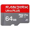Image de Sandisk microSDXC Ultra Plus 64GB (UHS-I, V10, U1, C10, A1, R150MB/s, Full HD) (64 Go, microSDXC, U1, UHS-I), Carte mémoire, Rouge, Gris