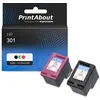 Image de Cartouche compatible HP 301 (N9J72AE) - Noir + 3 couleurs - Multipack