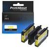 Image de Marque propre PrintAbout Cartouche d'encre 711 (CZ136A) Jaune Multipack Convient pour HP