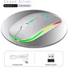 Image de Souris 1600DPI Bluetooth Sans fil Mode double Rechargeable Muet-argent