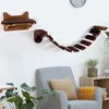 Image de arbre à chat giantex mur d'escalade pour chat à 9 tapes couchage peluche 127 x 20 x 20 CM en bois charge 10KG