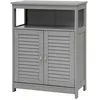 Image de meuble de rangement pour salle de bains, giantex,gris meuble sur pieds en bois avec placard 2 portes