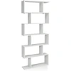 Image de CostwayBibliothèque/Étagère de Rangement à 6 Niveaux-80x23x191 CM de Style Industriel en Forme de S pour Salon Chambre Blanc