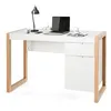 Image de Bureau informatique style moderne 112,5 x 50 x 75 cm 2 tiroirs table d’etude pour chambre de bureau à domicile en mdf