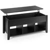 Image de CostwayTable Basse avec Plateau Relevable Noir 104,5 x 49,5 x 48,5 CM avec Trois Compartiments pour Rangement Design Contemporain