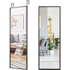 Image de CostwayMiroir à Suspendre sur Porte avec Crochets de Suspension Réglables en Hauteur 36,5 x 107 CM Café