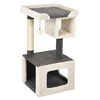 Image de CostwayArbre à Chat avec Poteau en Sisal et Balle en Peluche 42x42x80cm pour Jeux et Repos des Chats Charge Max 15KG Blanc+Gris