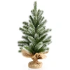 Image de CostwaySapin de Noël Miniature 50cm Branches Recouvertes de Poudre Neigeuse et Paillettes Support en Ciment Enveloppée en Jute