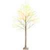 Image de CostwayArbre de Noël Bouleau Blanc Chaud Artificiel 180cm avec 96 LED Lumineux Base Plastique Décoration Intérieur pour Noël