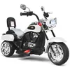 Image de moto électrique scooter giantex, 3 roues pour enfants, blanc, 6V 3 Km/h effet sonore et lumineux, 3 ans + style de chopper