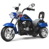 Image de CostwayMoto Électrique Scooter 3 Roues pour Enfants 6V 3 Km/h Effet Sonore et Lumineux 3 Ans + Style de Chopper Bleu