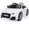 Image de voiture audi TTRS electrique giantex pour enfants,blanc,12V max. 5 Km/h, double porte avec télécommande 2.4G,2 moteurs , mp3, lumières LED