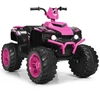 Image de CostwayQuad Électrique 12V pour Enfants 3-7 Ans avec Lumière Musiques et Histoires 104x67x74cm pour Différents Terrains Rose