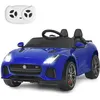 Image de GIANTEX Voiture Électrique 12V pour Enfants 3-8 Ans, avec Télécommande 2.4G, Suspension à Ressorts et 2 Portes Verrouillables Bleu