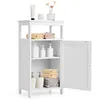 Image de Giantex Armoire de Rangement de Salle de Bain, Meuble de Rangement avec Étagère Ouverte, Placard à Porte et Étagère Réglable Interne, 45 x 30 x 84 cm, Blanc