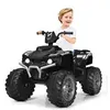Image de GIANTEX Quad Électrique 12V pour Enfants 3-7 Ans, avec Lumière, Musiques et Histoires, 104x67x74cm, pour Différents Terrains Noir