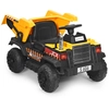 Image de CostwayVoiture Electrique Camion Benne à Batterie 12V pour Enfants Vitesse Max : 5 km/h Télécommande Fonction Lumineuses Sonores Jaune
