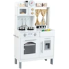Image de CostwayCuisine de Jeu pour Enfants avec 3 Hauteurs Réglables Micro-ondes Cuisinières Évier Four Machine à Glace & Accessoires pour 3+ Ans Blanc