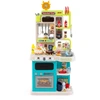 Image de CostwayEnsemble de Cuisine pour Enfants Cuisine Jouet d’Imitation avec Sons et Lumières Réchaud Cuisinière à Vapeur Évier de Jeu pour 3+ Ans Bleu